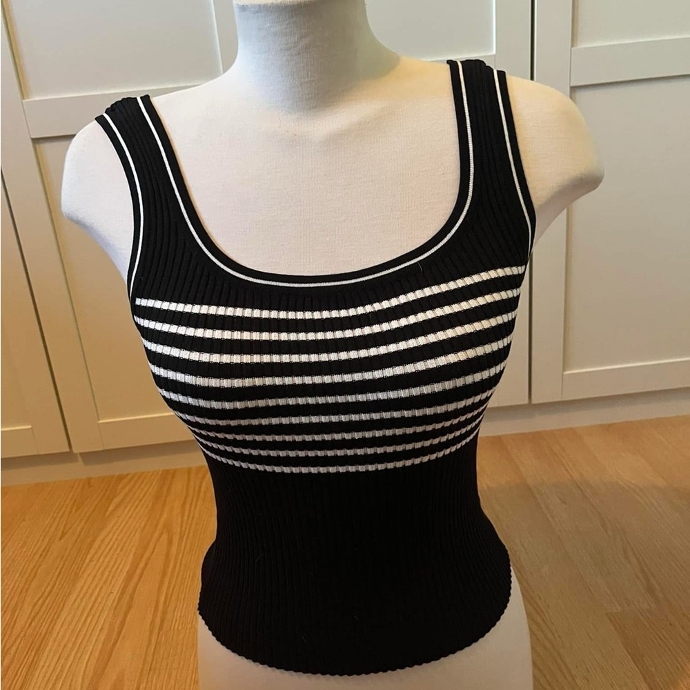 Black and White Striped Women's Top